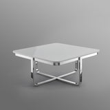 Set of Two 31" White And Silver Genuine Marble And Iron Round Nested Coffee Tables