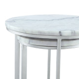 Set of Two 22" Gold and White Marble Round Nested Tables