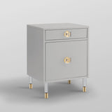 22" Gold and White Genuine Marble Round End Table