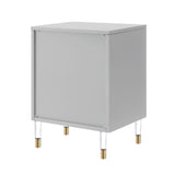 26" Clear and Light Gray End Table with Drawer and shelf