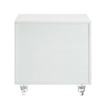 24" Clear and White Mirrored End Table with Three Drawers