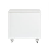 24" Clear and Light Gray End Table with Two Drawers