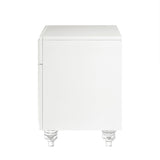 24" Clear and White End Table with Drawer and shelf