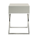 25" Silver Metallic and Light Gray End Table with Drawer