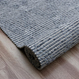 9' x 12' Blue Wool Geometric Hand Woven Area Rug