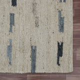 9' x 12' Blue Wool Abstract Hand Woven Area Rug