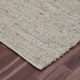 8' x 10' White Wool Hand Woven Area Rug