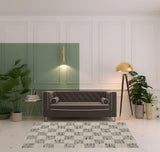 5' x 8' Beige Wool Checkered Hand Woven Area Rug