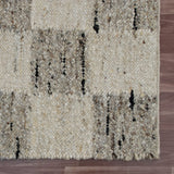 8' x 10' Beige Wool Checkered Hand Woven Area Rug