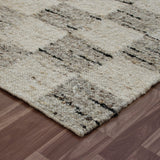 8' x 10' Beige Wool Checkered Hand Woven Area Rug