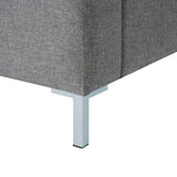 Denim Blue Solid Wood King Upholstered Linen Bed