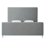 Gray Solid Wood King Upholstered Linen Bed