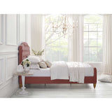 Cream Solid Wood Twin Tufted Upholstered Linen Bed