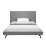 Gray Solid Wood Full Upholstered Linen Bed