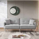85" Light Gray Polyester Blend and Silver Convertible Futon Sleeper Sofa and Toss Pillows