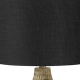 31" Cream Ceramic Geometric Table Lamp With Beige Drum Shade