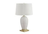 26" Cream Gourd Table Lamp With Cream Drum Shade