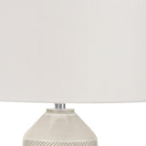 24" Blue Ceramic Gourd Table Lamp With Cream Empire Shade