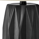 24" Black Cylinder Table Lamp With Ivory Drum Shade