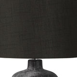 25" Black Ceramic Geometric Table Lamp With Ivory Drum Shade