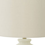 26" Green Ceramic Geometric Table Lamp With Ivory Drum Shade