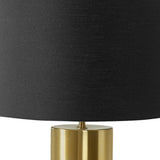 22" Brown Rattan Geometric Table Lamp With Beige Drum Shade