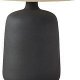 19" Gray Ceramic Round Table Lamp With Ivory Drum Shade
