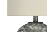 19" Gray Round Table Lamp With Ivory Drum Shade