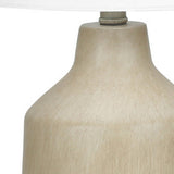 24" Black Concrete Urn Table Lamp With Gray Drum Shade
