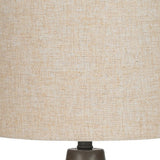 24" Beige Concrete Urn Table Lamp With Ivory Drum Shade