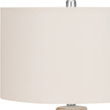 24" Gray Concrete Urn Table Lamp With Beige Drum Shade