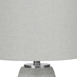 24" Black and Gold Concrete Cylinder Table Lamp With Ivory Drum Shade