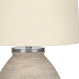 25" Beige Rattan Round Table Lamp With Beige Drum Shade