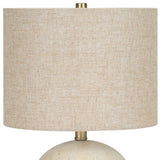 20" Gray Concrete Round Table Lamp With Ivory Drum Shade