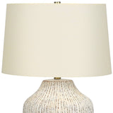 20" Beige Concrete Round Table Lamp With Beige Drum Shade