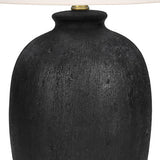 26" Cream Ceramic Round Table Lamp With Cream Empire Shade