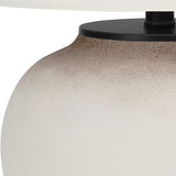 24" Black Ceramic Round Table Lamp With Ivory Empire Shade