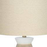 21" Cream Ceramic Round Table Lamp With Cream Drum Shade