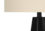27" Black Geometric Table Lamp With Beige Drum Shade