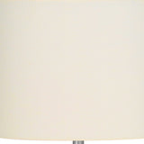 27" Black Geometric Table Lamp With Beige Drum Shade