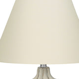 22" Cream Concrete Urn Table Lamp With Cream Abstract Empire Shade