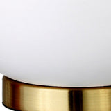 24" White and Gold Marble and Metal Cylinder Table Lamp With White Drum Shade