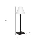 28" Brass Metal Candlestick Table Lamp With White Cone Shade