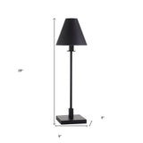28" Gold Metal Candlestick Table Lamp With Brass Cone Shade