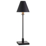 28" Black Metal Candlestick Table Lamp With Black Cone Shade