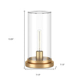 13" Black Metal Table Lamp With Clear Drum Shade