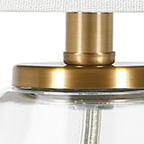 13" Gold Metal Table Lamp With Clear Drum Shade