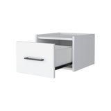 10" White One Drawer Faux Wood Floating Nightstand