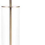 23" Clear Metal Cylinder USB Table Lamp With White Empire Shade