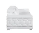 89" White And Silver Leather Sofa